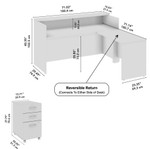  Bush Business Furniture Arrive 72W x 72D L Shaped Reception Desk with Shelf and Mobile File Cabinet 