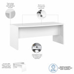  Bush Business Furniture Echo 72W Bow Front Desk in Pure White 