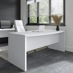  Bush Business Furniture Echo 72W Bow Front Desk in Pure White 