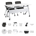  Bush Business Furniture Envision 60W Training Table with Powered Grommets and 2 Chairs with Arms 