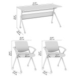  Bush Business Furniture Envision 60W Training Table with Powered Grommets and 2 Chairs with Arms 
