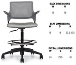 Global Total Office Global Stream Height Adjustable Task Stool with Arms and Upholstered Seat 2074APU 
