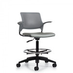 Global Total Office Global Stream Height Adjustable Task Stool with Arms and Upholstered Seat 2074APU 