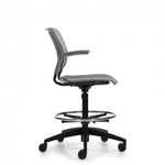 Global Total Office Global Stream Adjustable Task Stool with Poly Shell and Upholstered Surfaces 2074AUU 