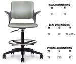 Global Total Office Global Stream Adjustable Task Stool with Poly Shell and Upholstered Surfaces 2074AUU 