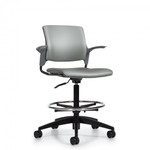 Global Total Office Global Stream Adjustable Task Stool with Poly Shell and Upholstered Surfaces 2074AUU 