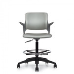 Global Total Office Global Stream Adjustable Task Stool with Poly Shell and Upholstered Surfaces 2074AUU 