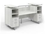 Safco Products Safco Mirella Glass Accented Reception Desk with Matching Low Wall Cabinet