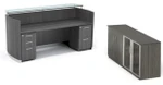 Mayline Group Mayline Medina Floating Glass Top Reception Desk with Low Wall Cabinet