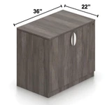 Offices To Go Superior Laminate Glass Top L-Shaped Reception Station with Freestanding 2-Door Storage Cabinet