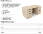  i5 Industries Rayne 30" x 71" Rectangular Desk with Drawers RN-D3071P-3 