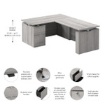Bush Business Furniture Stratus 60W x 78D Height Adjustable L Shaped Standing Desk with File Cabinet