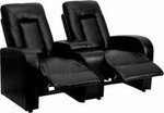 Flash Furniture 2 Person Black Leather Home Theater Recliner with Storage Console by Flash Furniture 