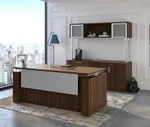 Office Source Height Adjustable Ergonomic Desk & Credenza with Hutch - Office Source OS Laminate Model OSTYP377 