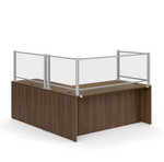 L Shaped Office Desk with Clear Acrylic Privacy Screens - Office Source Borders II Collection