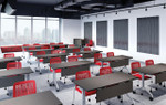 HPFI Furniture 4-Pack of Easy To Clean Stackable Mobile Training & Classroom Chairs - HPFI Timbre 286 