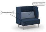 HPFI Furniture Two-Tone Upholstered Loveseat with D Shaped Privacy Panels - HPFI Eve Harbor Model 5878 