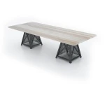  Iron Age Dover Collection Heavy Duty Metal Base and Wood Top Industrial Conference Table (Size & Power Options) 
