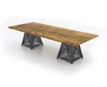  Iron Age Dover Collection Heavy Duty Metal Base and Wood Top Industrial Conference Table (Size & Power Options) 