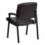  Flash Furniture Brown Leather Guest / Reception Chair with Black Frame Finish 