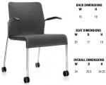 Global Total Office Global Lite Series Mesh Side Chair with Arms and Casters