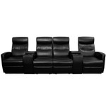 Flash Furniture 4 Person Black Leather Home Theater Recliner with Storage Consoles by Flash Furniture 