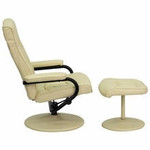  Flash Furniture Cream Leather Recliner with Ottoman 