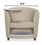 Global Total Office Global Sirena Mobile Lounge Chair with Tablet Arm and Bottom Shelf 3372LCMLTM