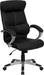 Flash Furniture FL-H-9637L-1C-HIGH-GG-Flash Furniture High Back Black Leather Executive Office Chair 