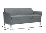  Global Total Office 5483 Camino 3 Seat Sofa with Polished Aluminum Base 