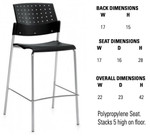 Global Total Office Sonic Armless Modern Bar Stool 6558
