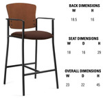 Global Total Office Global Twilight Series Armchair Bar Stool with Wood Back - 2188