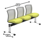 Global Total Office Global Vion 3 Person Mesh Back Beam Chair VON501 (Designer Color Combinations!)