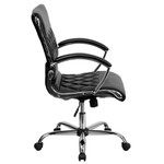  Flash Furniture Mid-Back Designer Black Leather Executive Office Chair with Chrome Base 