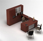 Global Total Office Global Zira Series Executive U-Shaped Workstation with Storage 