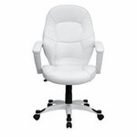  Flash Furniture White Leather Executive Conference Chair 