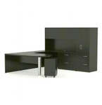 Mayline Group Mayline Aberdeen AT15 Executive U Shaped Desk with Hutch and Wardrobe Cabinet 
