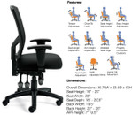 Offices To Go 11769B Mesh Back Multi-Function Chair with Arms