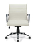 Offices To Go White Leather Ribbed Back Conference Chair