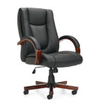 Offices To Go Wood and Leather Executive Conference Chair 11300B