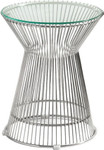 Woodstock Marketing Santana Contemporary Glass End Table with Round Top by Woodstock