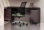 Mayline Group Mayline Medina Series 72" Mocha Credenza Desk with Pedestals