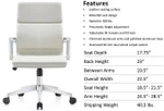 Woodstock Marketing Jimi Mid Back Contemporary Off White Leather Conference Chair