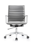 Woodstock Marketing Joe Midtown Gray Leather Boardroom Chair