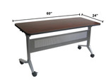 Mayline Group Mayline Model LF2460 Flip-N-Go 60" x 24" Training Room Nesting Table with Silver Base (2 Finish Options Available!) 