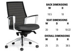 Global Total Office Global Accord Medium Back Mesh Chair with Genuine Leather Seat 2677LM-2