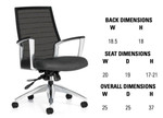 Global Total Office Global Accord Medium Back Mesh Chair with Genuine Leather Seat 2677LM-4 