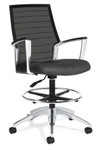 Global Total Office Global Accord Mesh Back Drafting Stool with Genuine Leather Seat 2678LM-6