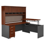  Bush Business Furniture Series C Sit to Stand L Desk with Hutch and Mobile File 