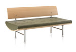 KI Furniture and Seating KI Kurv Tufted Leather Reception Bench with Wood Back 